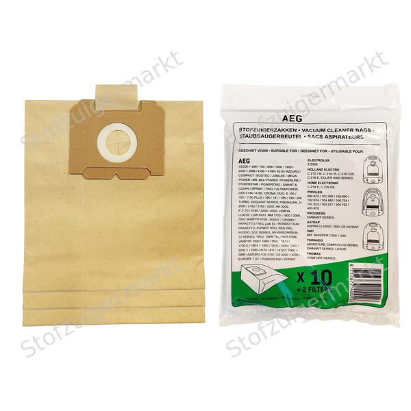 Papieren - staubsaugerbeutel - Aeg, Electrolux, SMC  - polybeutel